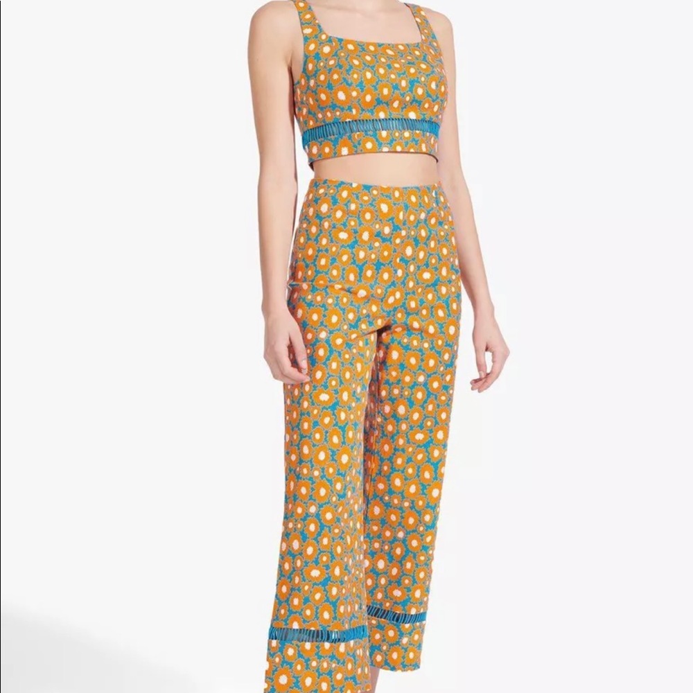 Staud blue orange daisy two piece